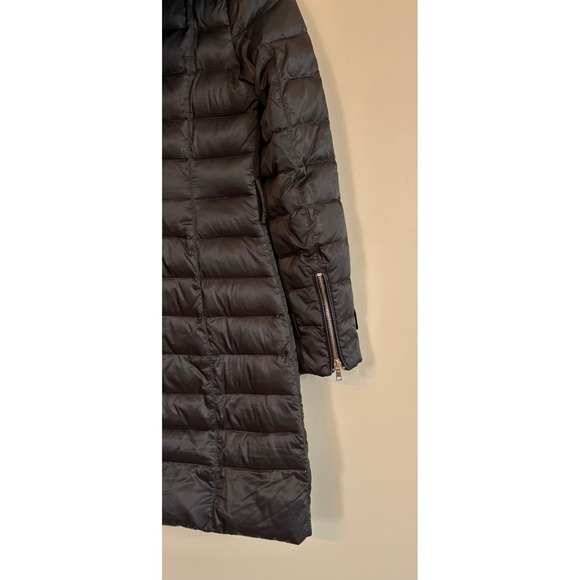 ZARA WOMAN Black Puffer Down/Feather Coat with Faux Fur Hood Zip Front Size S - Picture 6 of 14